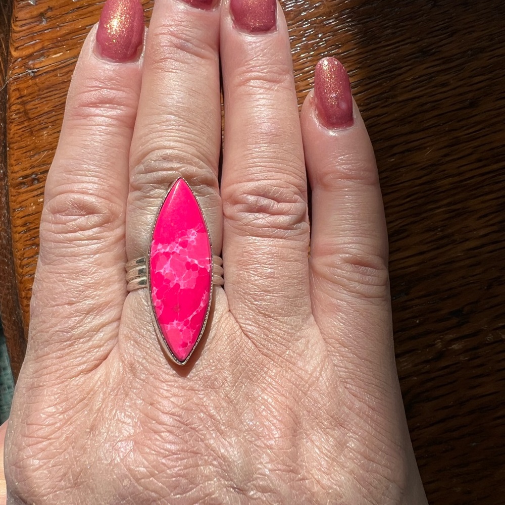 SALE Pink Agate Ring Size 7 1/2 - Picture 1 of 1